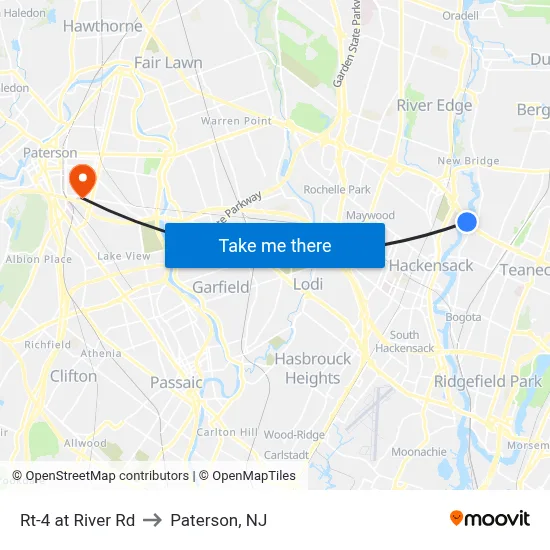 Rt-4 at River Rd to Paterson, NJ map