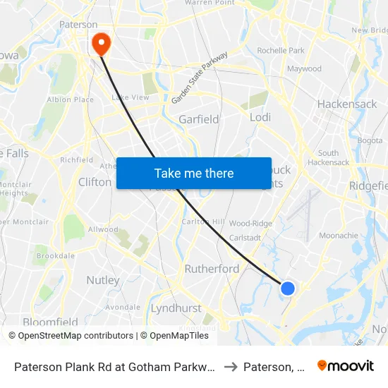 Paterson Plank Rd at Gotham Parkway to Paterson, NJ map