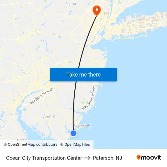 Ocean City Transportation Center to Paterson, NJ map