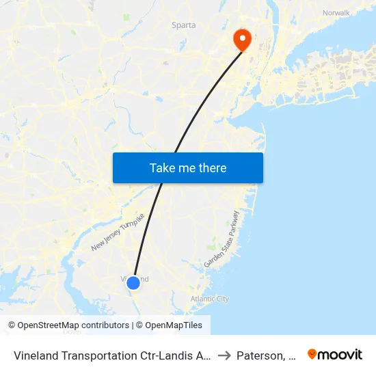 Vineland Transportation Ctr-Landis Ave to Paterson, NJ map