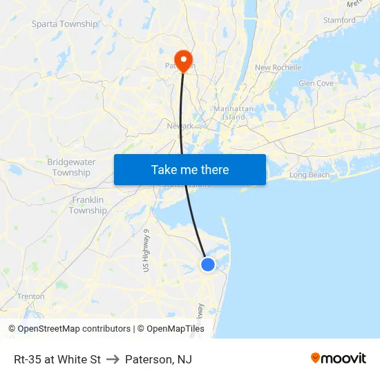 Rt-35 at White St to Paterson, NJ map