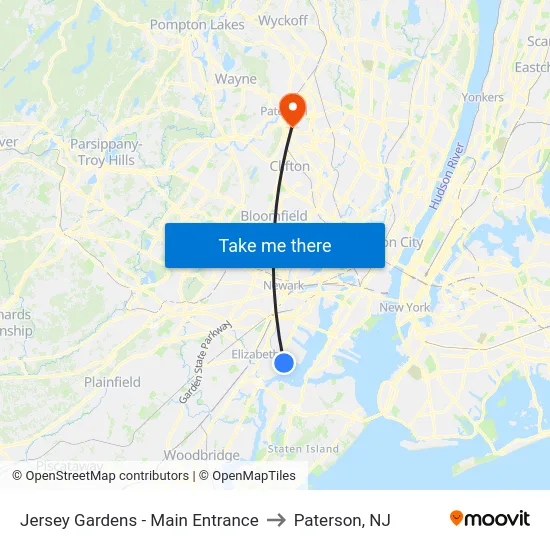 Jersey Gardens - Main Entrance to Paterson, NJ map