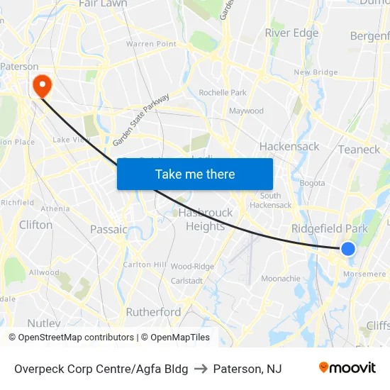 Overpeck Corp Centre/Agfa Bldg to Paterson, NJ map