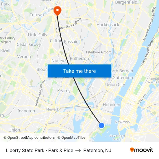 Liberty State Park - Park & Ride to Paterson, NJ map