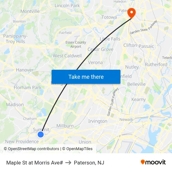 Maple St at Morris Ave# to Paterson, NJ map