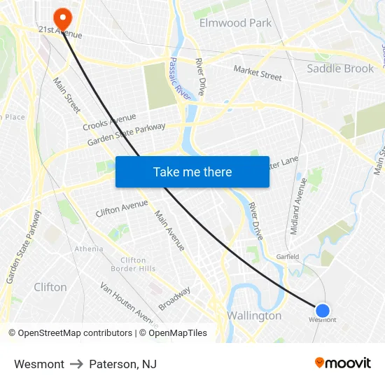 Wesmont to Paterson, NJ map