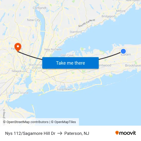 Nys 112/Sagamore Hill Dr to Paterson, NJ map