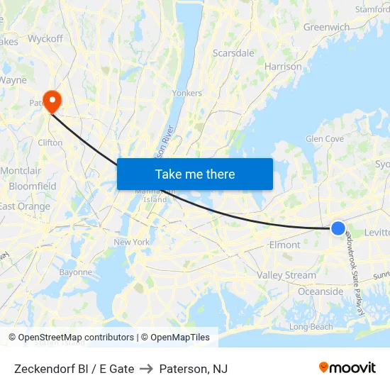 Zeckendorf Bl / E Gate to Paterson, NJ map