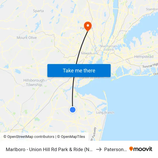 Marlboro - Union Hill Rd Park & Ride (Northbound) to Paterson, NJ map