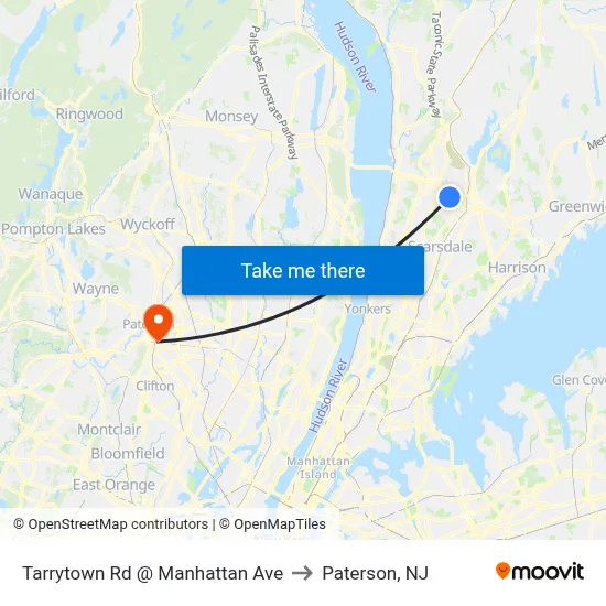 Tarrytown Rd @ Manhattan Ave to Paterson, NJ map