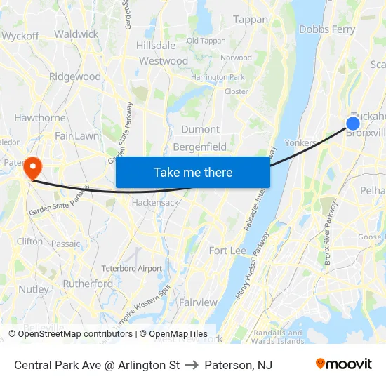 Central Park Ave @ Arlington St to Paterson, NJ map