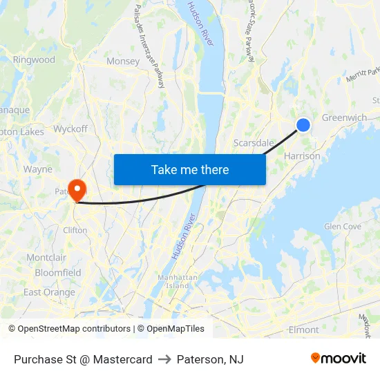 Purchase St @ Mastercard to Paterson, NJ map