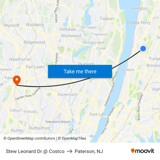 Stew Leonard Dr @ Costco to Paterson, NJ map