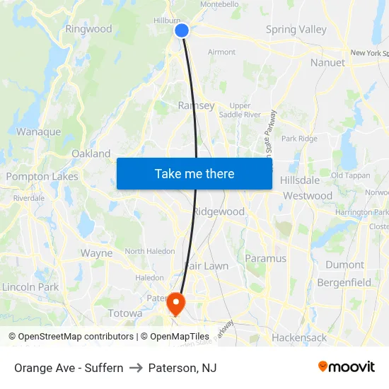 Orange Ave - Suffern to Paterson, NJ map