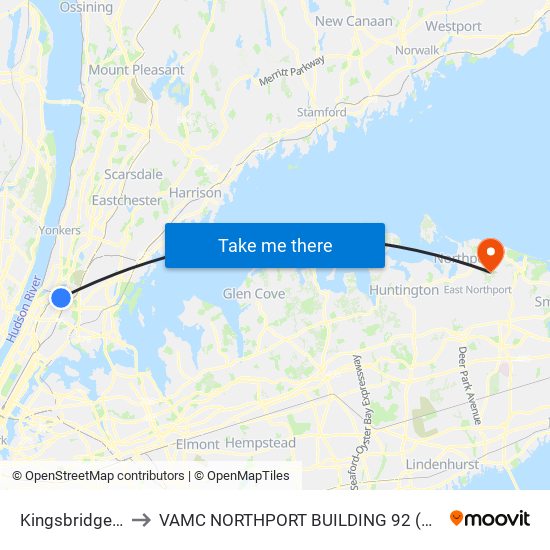 Kingsbridge Rd to VAMC NORTHPORT BUILDING 92 (CLC-1 ) map