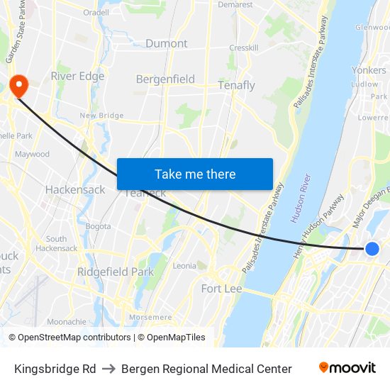 Kingsbridge Rd to Bergen Regional Medical Center map