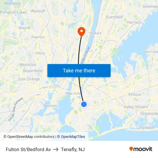 Fulton St/Bedford Av to Tenafly, NJ map