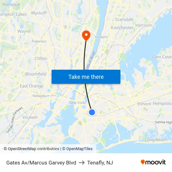 Gates Av/Marcus Garvey Blvd to Tenafly, NJ map