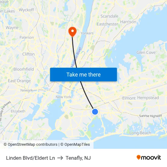 Linden Blvd/Eldert Ln to Tenafly, NJ map