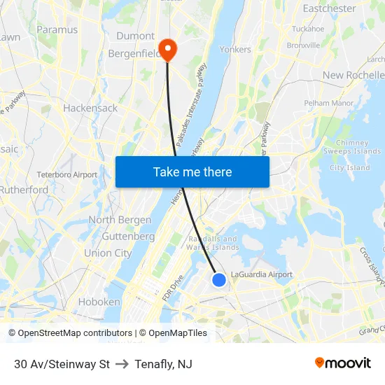 30 Av/Steinway St to Tenafly, NJ map
