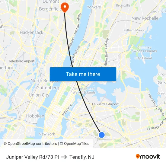 Juniper Valley Rd/73 Pl to Tenafly, NJ map