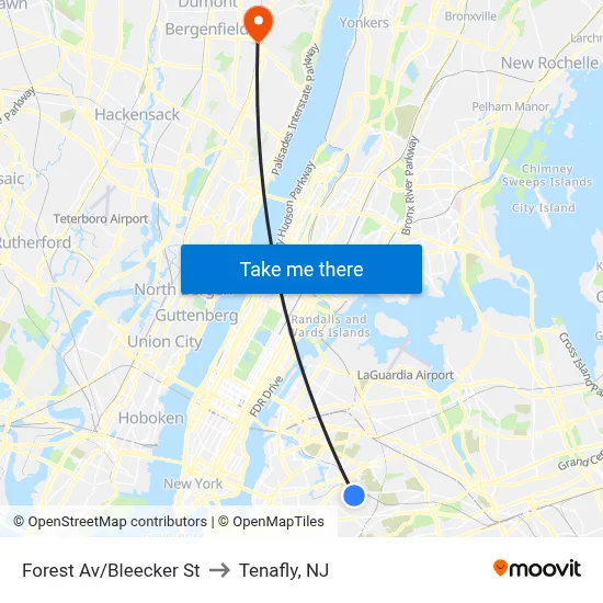 Forest Av/Bleecker St to Tenafly, NJ map