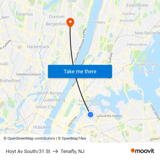 Hoyt Av South/31 St to Tenafly, NJ map