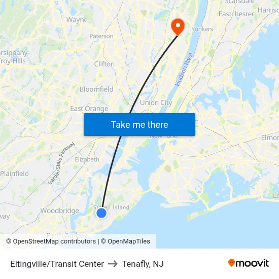 Eltingville/Transit Center to Tenafly, NJ map