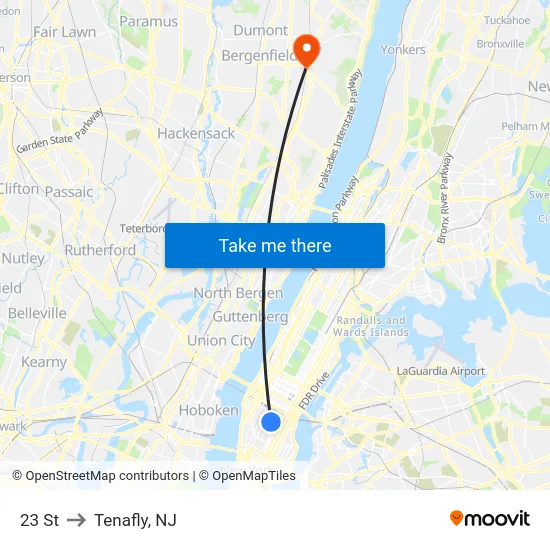 23 St to Tenafly, NJ map