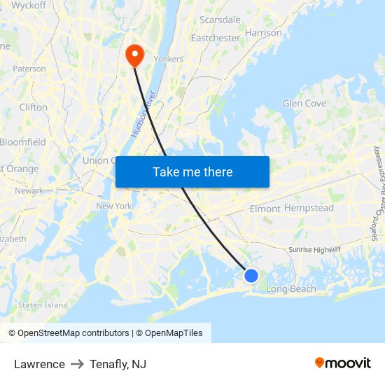 Lawrence to Tenafly, NJ map