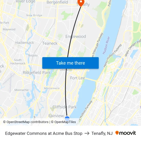 Edgewater Commons at Acme Bus Stop to Tenafly, NJ map