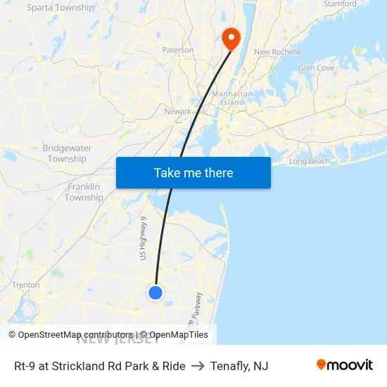 Rt-9 at Strickland Rd Park & Ride to Tenafly, NJ map