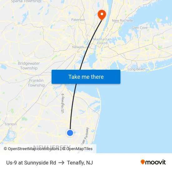 Us-9 at Sunnyside Rd to Tenafly, NJ map