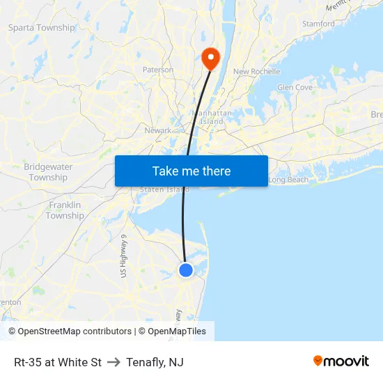 Rt-35 at White St to Tenafly, NJ map