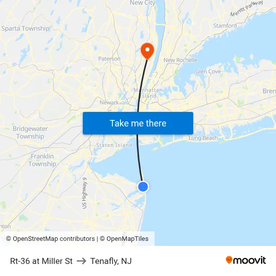 Rt-36 at Miller St to Tenafly, NJ map