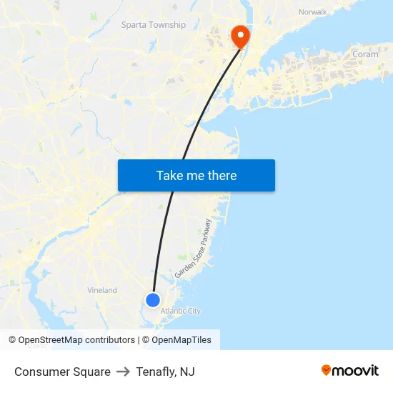 Consumer Square to Tenafly, NJ map