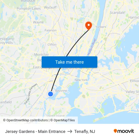 Jersey Gardens - Main Entrance to Tenafly, NJ map