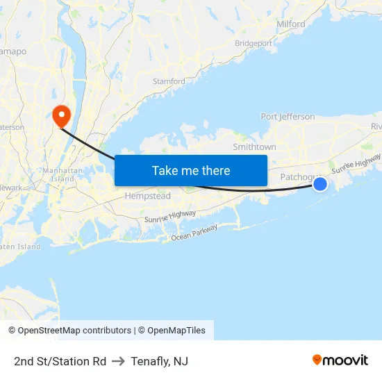 2nd St/Station Rd to Tenafly, NJ map