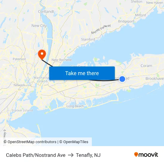Calebs Path/Nostrand Ave to Tenafly, NJ map