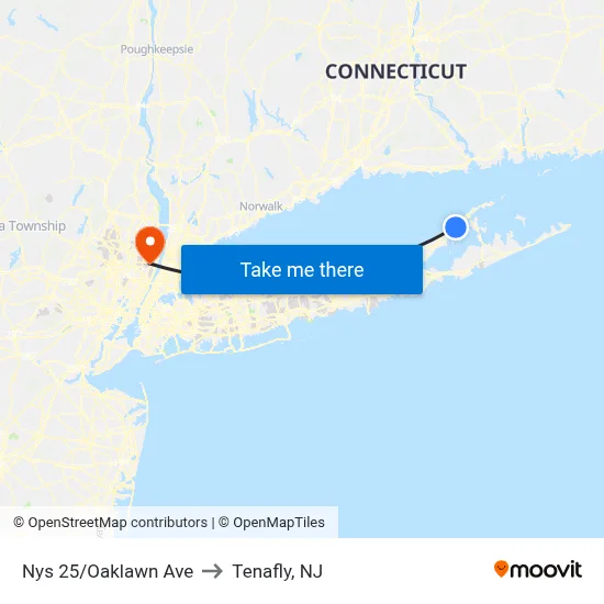 Nys 25/Oaklawn Ave to Tenafly, NJ map