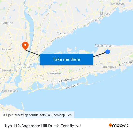 Nys 112/Sagamore Hill Dr to Tenafly, NJ map