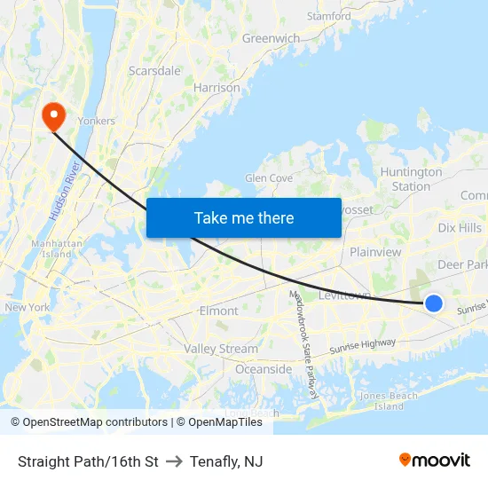 Straight Path/16th St to Tenafly, NJ map