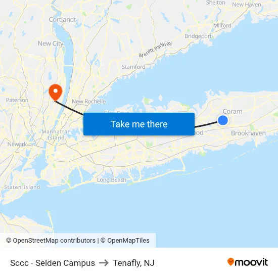 Sccc - Selden Campus to Tenafly, NJ map