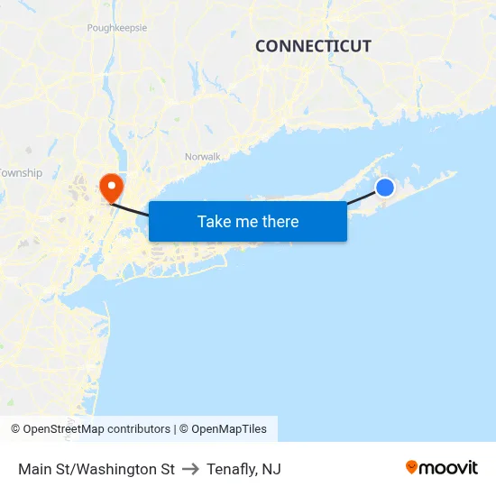 Main St/Washington St to Tenafly, NJ map