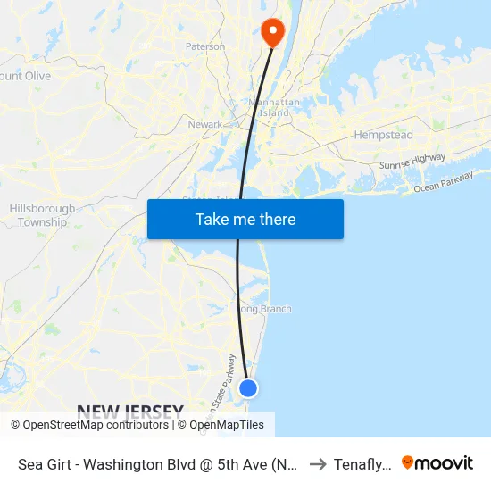 Sea Girt - Washington Blvd @ 5th Ave (Northbound) to Tenafly, NJ map