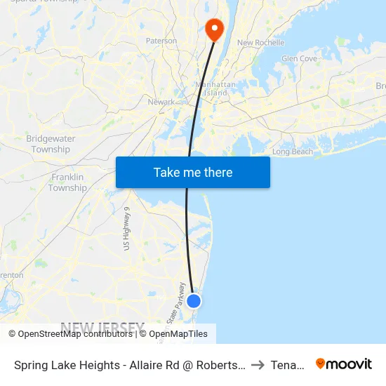 Spring Lake Heights - Allaire Rd @ Robertson Park (Southbound) to Tenafly, NJ map
