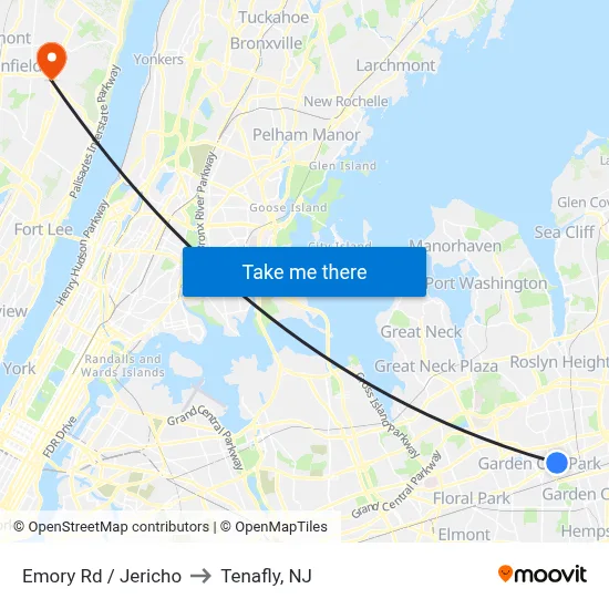 Emory Rd / Jericho to Tenafly, NJ map