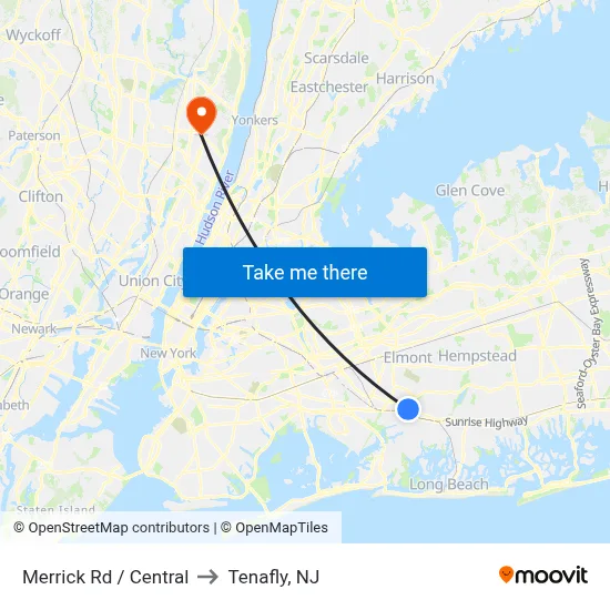 Merrick Rd / Central to Tenafly, NJ map