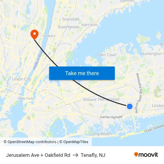 Jerusalem Ave + Oakfield Rd to Tenafly, NJ map