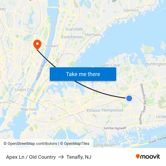 Apex Ln / Old Country to Tenafly, NJ map